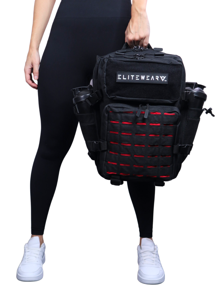 SMALL GYM BACKPACK | 25L BLACK AND RED - Elite Wear