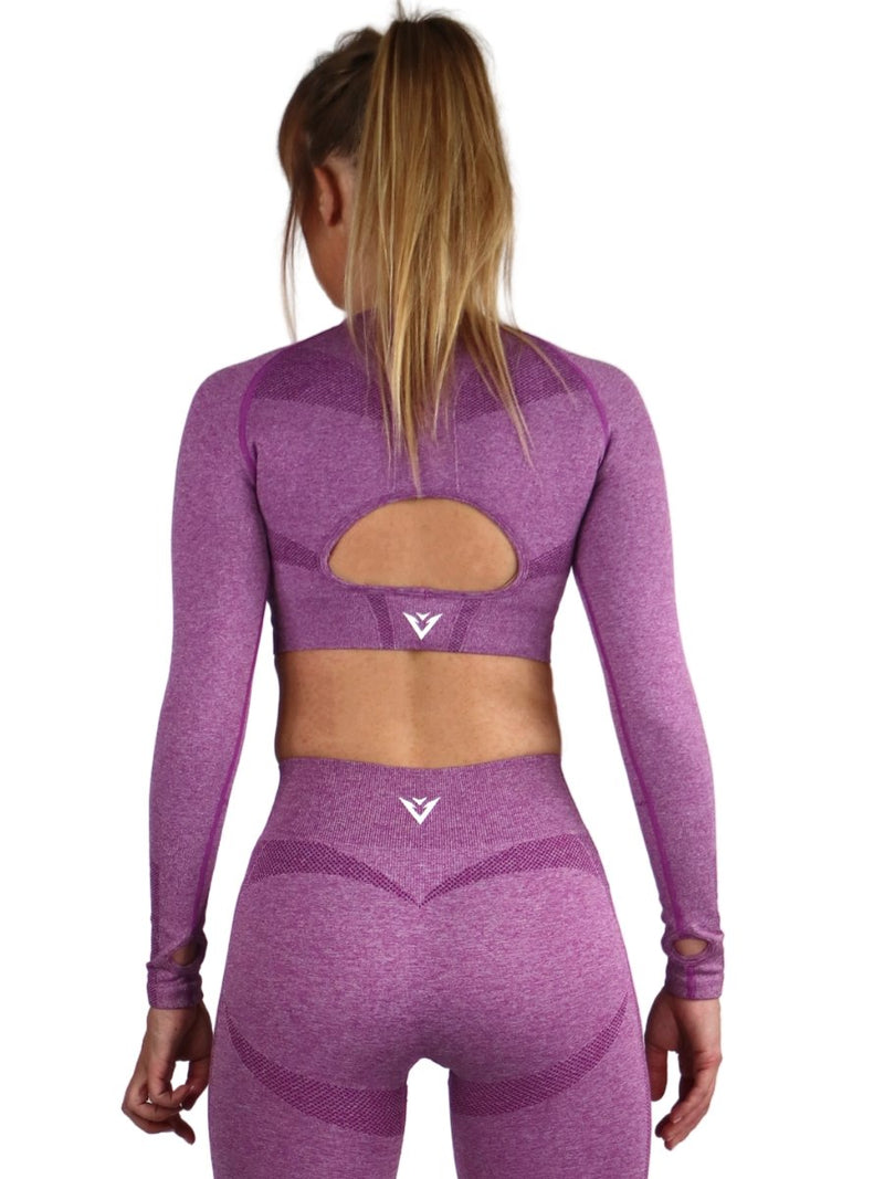 Limitless Violet Long Sleeve Seamless Crop Top - Elite Wear