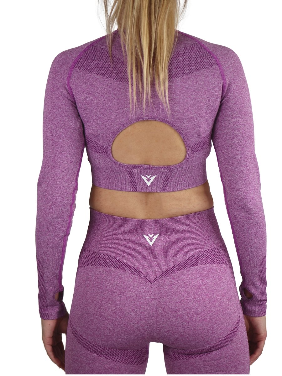Limitless Violet Long Sleeve Seamless Crop Top - Elite Wear