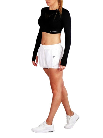 Luna 2-In-1 White Running Shorts - Elite Wear