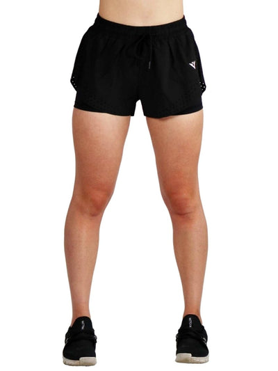 Luna 2-In1 Black Running Shorts - Elite Wear