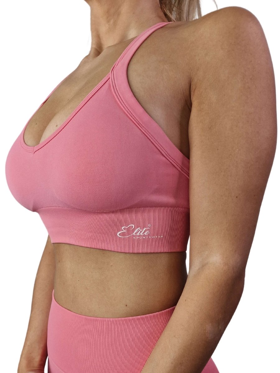 Vibe Cross Back Sports Bra - Pink - Elite Wear