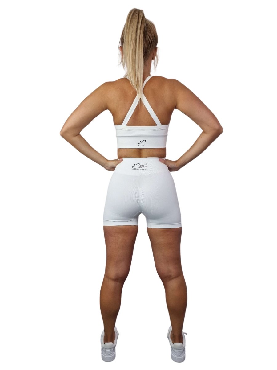 Vibe Cross Back Sports Bra - White - Elite Wear